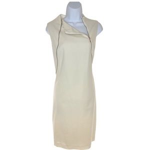 White Calvin Klein Sheath Dress with Zipper Detail